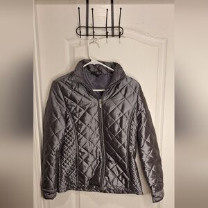 Jane Ashley Women's Shiny Silver Quilted Puffer Jacket
